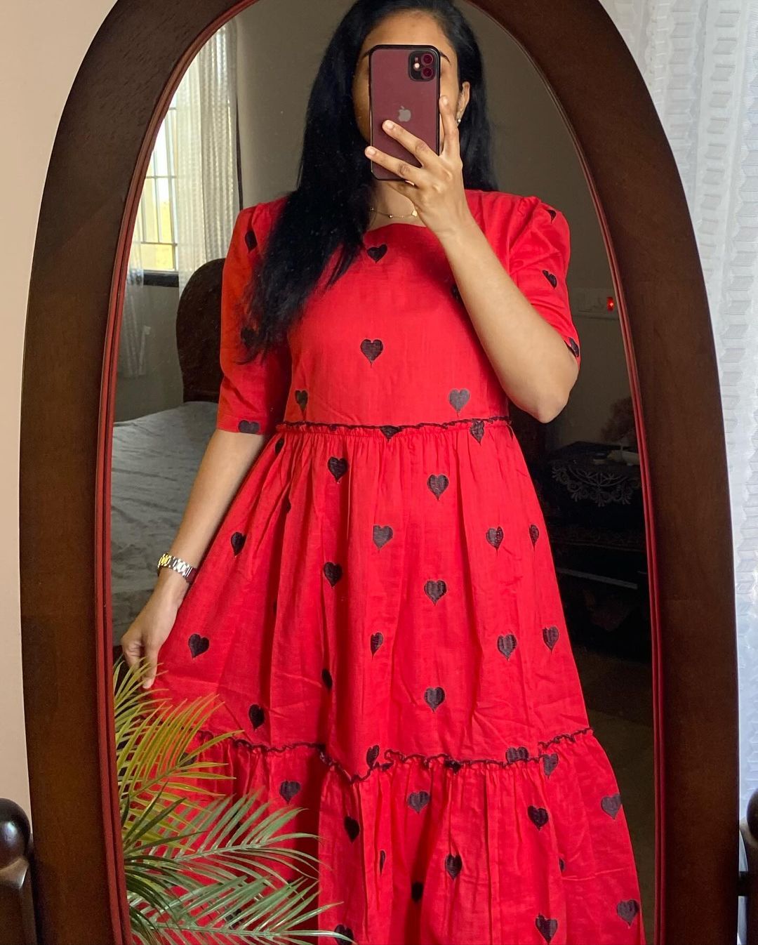 Beautiful Red Printed Midi Dress