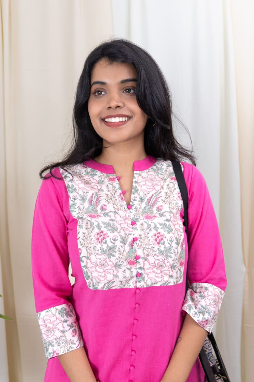 Floral Pink Handloom Printed Co-ord Set