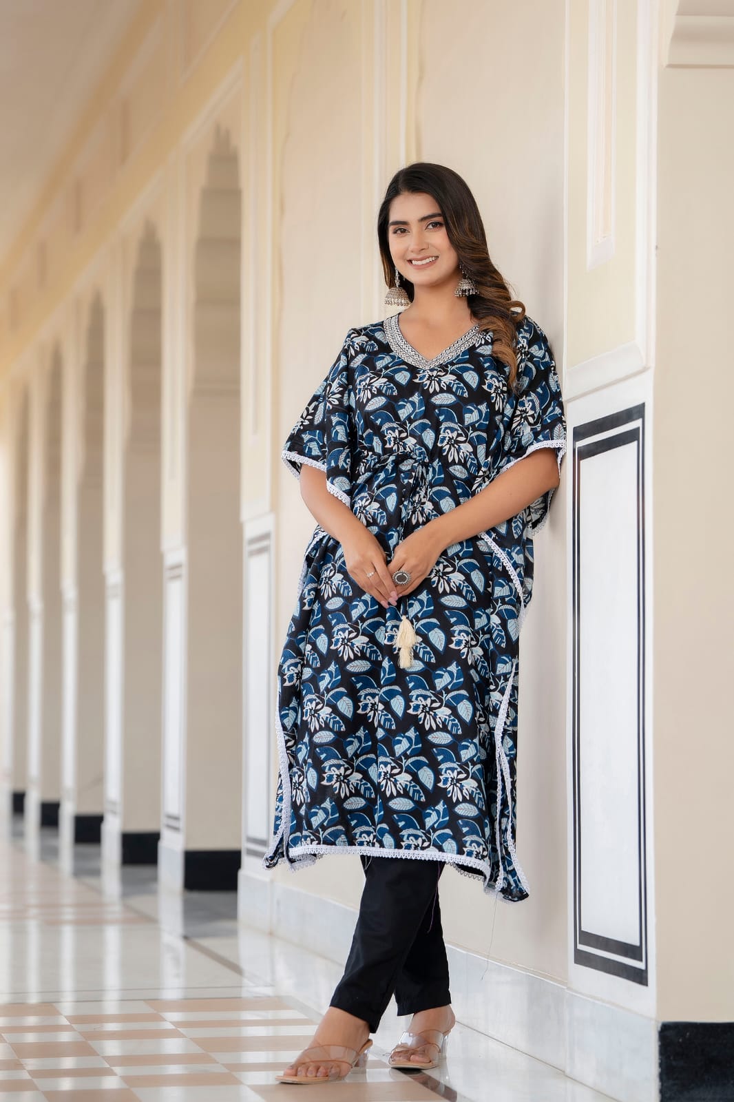 Stylish Embroidered Long Kaftan Co-ord Set