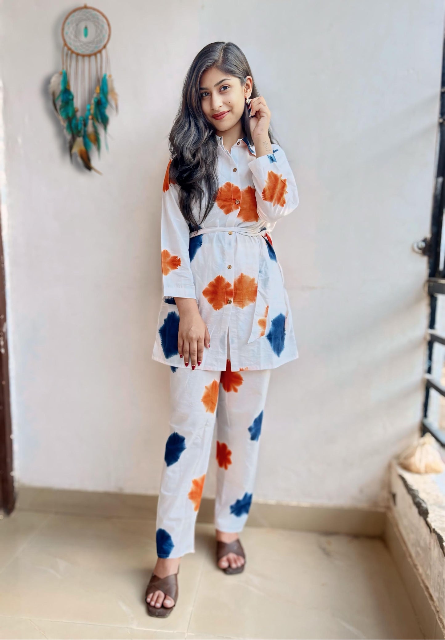 White Colorful Co-ord Set