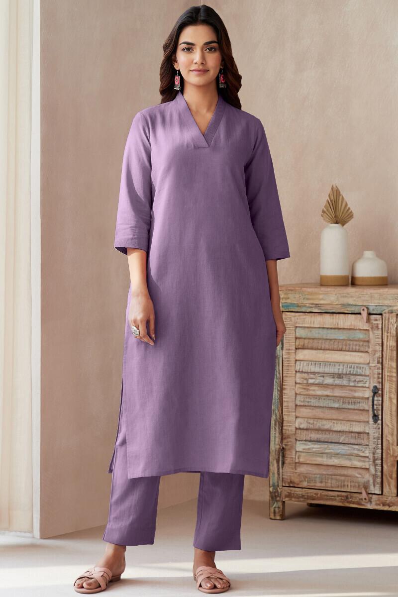 Elegant Purple Solid Long Co-ord Set