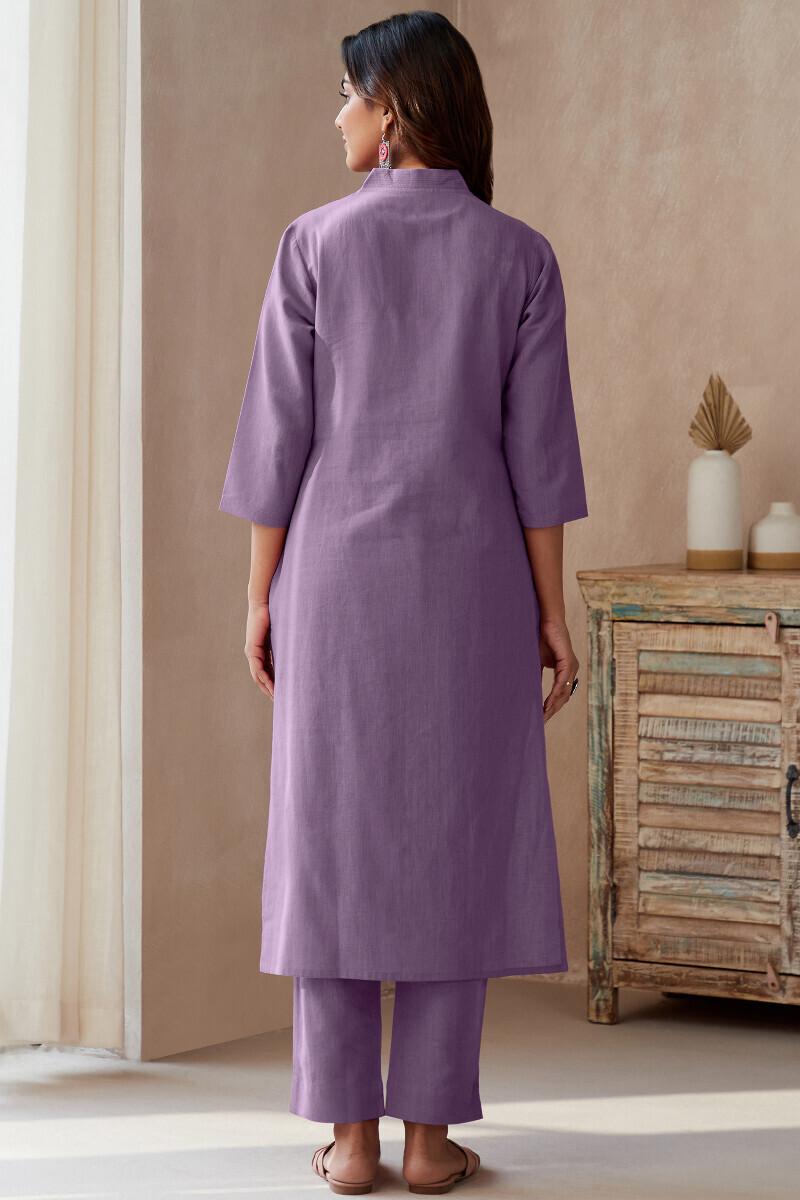 Elegant Purple Solid Long Co-ord Set