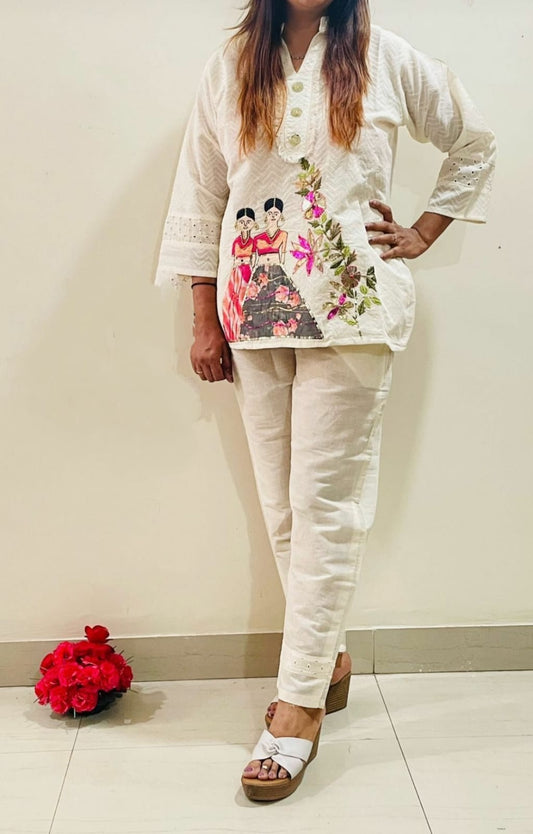 Designer White Embroidered Co-ord set